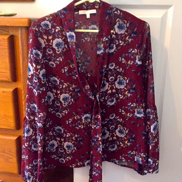 Wayf Tops - WAYF tie neck blouse